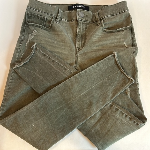 Express Olive Green Distressed Mid Rise Ankle Legging Women’s size 2 Regular - Picture 9 of 9